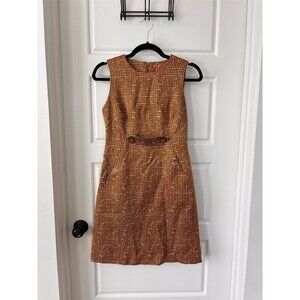 Tory Burch Dress Womens Size 2 Brown Ivory Dot Tweed Mini Sheath